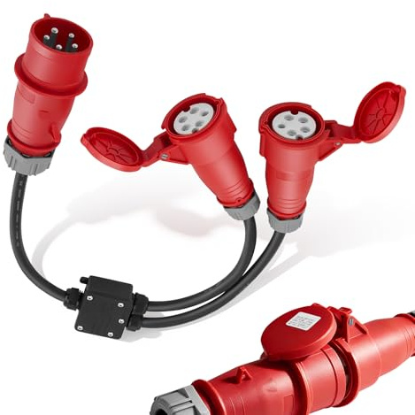 Eirolace CEE Adapter 32A Auf 16A,400V,Ip44,5-Polig Industriestecker,Mit CEE Stecker Verlängerungskabel 150Cm,Starkstrom Adapter Für Gebäude,Werkstätten,Wohnhäuser