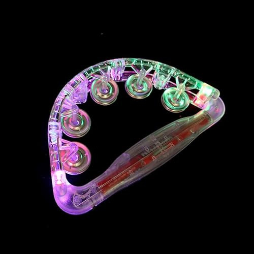 Nosqew LED-Musik-Tamburin, 2 Stück, Blinkende Tamburine, Handschlaginstrument mit Bunten Lichtern für Hochzeiten, Partys, Clubs, Sportveranstaltungen, Nachtleben, Kunststoff, Edelstahl, (Wie gezeigt)