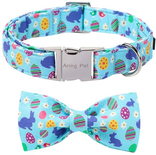 ARING PET Oster-Hundehalsband mit Fliege, Blaues Hundehalsband mit Hasenfliege, Oster-Hundehalsbänder mit Verstellbarer Metallschnalle für Jungen & Mädchen Hunde