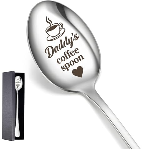 BQMEZRNUS Dad Coffee Spoon Set, Stainless Steel | Engraved keepsake spoon for daddy from daughter, birthday fathers day Christmas gift, grandad present