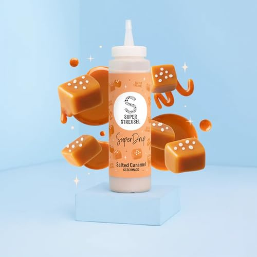 Super Streusel SuperDrip Salted Caramel - Drip Cake Glasur Braun (300g) | Fertige Karamell Kuchenglasur, Cake Drip für Torten, Cake Pops, Muffins, Kuvertüre in der Flasche