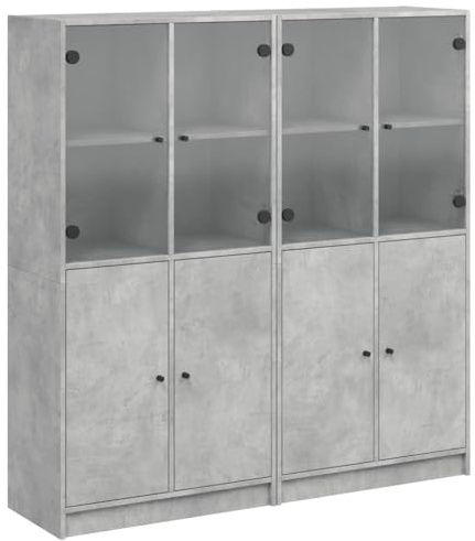 Qnhdfrt Aparador gris cemento 136 x 37 x 142 cm, madera con puertas, diseño moderno, para salón, pasillo, oficina