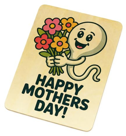 speecheese Spermium Happy Mothers Day Postkarte aus Holz Humorvolle Holzkarte zum Muttertag mit witzigem Spruch