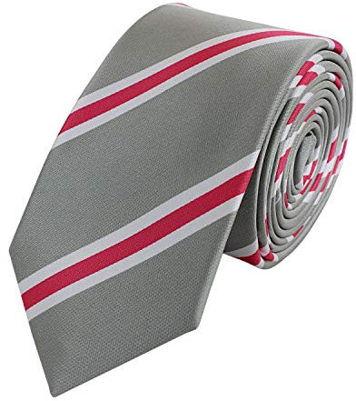 Fabio Farini - Elegante Herren Krawatten gestreift 6cm/8cm Breite - Männer Schlips als Geschenk oder Anlässe grau weiß rosa 8cm