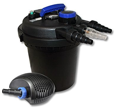 SunSun Komplettset: CPF-180 Teichdruckfilter bis 6000 L Teichfilteranlage mit 11 Watt UV-C Teichklärer, CTF-3800 SuperECO Teichpumpe 3600l/h 20W