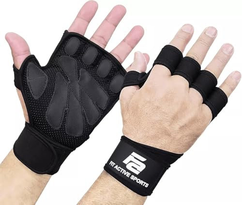 Fit Active Sports belüftete Gewichtheber-Handschuhe groß schwarz