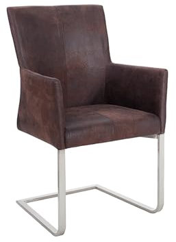 invicta INTERIOR Freischwinger Samson mit Armlehnen Dark Coffee und gebürstetem Edelstahlrahmen