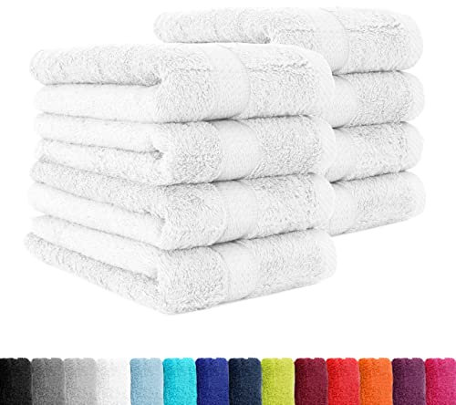 BaSaTex - 8er Pack Handtücher Premium 50x100 cm aus Baumwolle - Frottee Handtuch Set mit Aufhänger - Öko-Tex Made in Green Zertifiziert - Weiss