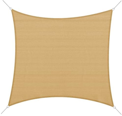 Outsunny Voile d'ombrage rectangulaire 3 x 3 m polyéthylène Haute densité Protection UV avec Sac de Rangement - Coloris Sable