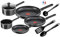 Tefal c2649202 - Juego de 9 Piezas de Acero Moteado sin Revestimiento para Todas Las Fuentes de Calor, incluida inducción, Aluminio, Negro, 59 x 39 x 28 cm