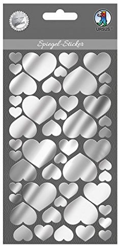 Ursus 75080001 - Spiegel Sticker, Herzen, aus Acrylglas, selbstklebend, in verschiedenen Größen, ideal geeignet für Scrapbooking, Kartengestaltung und zur Dekoration