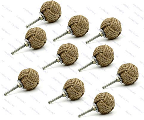 Maximus International 's Jute Seil Türknauf/Seil Knoten Schublade zieht und Knöpfe/Pull und Push Griff Knöpfe für Schränke, Schränke & Schränke/Hardware Nautical Decor, 35 mm