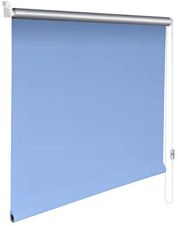 Sonnenschutz-HH® - Mini Thermo Verdunkelungsrollo Thermorollo Minirollo Rollo KLEMMFIX Seitenzugrollo Kettenzugrollo inkl. Klemmträger ohne Bohren - Außenmaß Breite 100 x 160 cm Höhe - hellblau