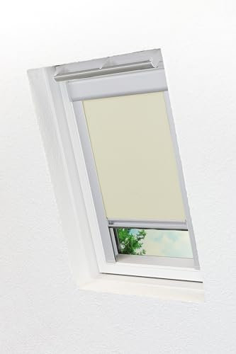 LYSEL - Qualitätsdachfensterrollo abdunkelnd Elfenbein Rollo geeignet für Velux Dachfenster UK38, 808, U08, (B x H) 117.30cm x 116cm in beige/Elfenbein