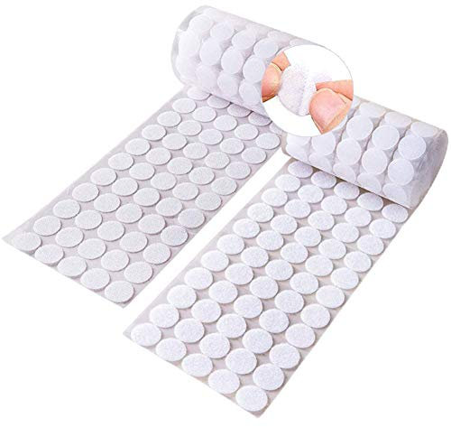 Tondini Adesivi Tondo 600 Pezzi 20mm Adesivo Tondo Punti Autoadesivi da 300 Coppie Adesivo TondoGancio e Anello Puntini Auto Adesivo da Attaccare (Bianco)
