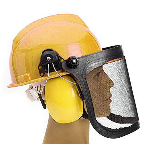 Gmjay Forstkettensäge Schutzhelm Freischneider Trimmer Spritzwassergeschützter Visierschutz Hut Ohrenschützer,Yellow