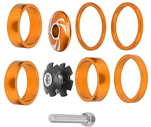 Bnineteenteam 6Pcs Bike Headset Spacer, Aluminium Alloy Bicycle Handlebar Stem Spacers for Mountain Bike Headset Stem(Gold) Bicycles and Spare Parts