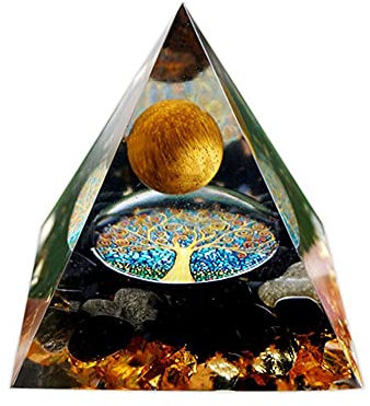 VNSTKWW Positive Spiritual Pyramide, Amethyst Chakra Kristalle Ornament, Reiki Heilkristallkugel, Obsidian, 60mm
