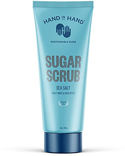 Hand in Hand Sugar Scrub, Gentle Exfoliation For All Skin Types, 9 Ounce, Sweet Mint & Eucalyptus, Sea Salt Scent, Single