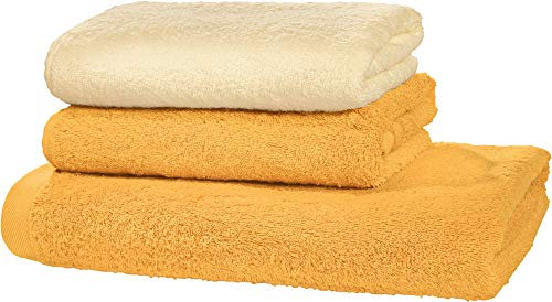Erwin Müller Frottierset 3-TLG Heidenheim, Handtuch, Duschtuch - schnell trocknend, extra saugstark, beidseitige Schlaufen - gelb/Natur