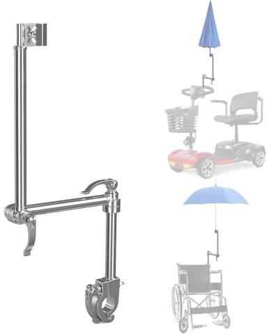 CHOYTONG Scooter Umbrella Holder - Foldable Stainless Steel Bracket Clamp Accessories for Wheelchair Stroller (B)