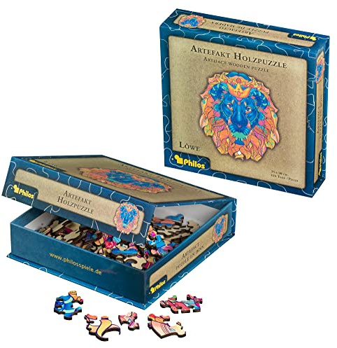 Philos 9025 - Artefakt Holzpuzzle Löwe, 124 Teile, in magnetischer Klappschachtel
