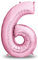 envami® Geburtstagsdeko Mädchen 6 Jahre XXL - 6 Geburtstag Deko Rosa 101CM - Deko 6 - Luftballon 6. - Geburtstag Zahlen - Folienballon 6 Helium