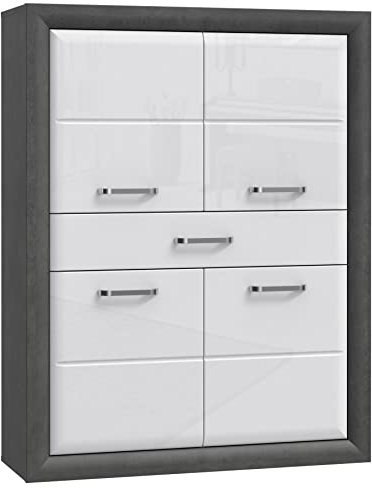 Newroom Schrank Betonoptik Modern - 103x133,1x34,5 cm (BxHxT) - - [Medina.six] Wohnzimmer Wohnstube Büro