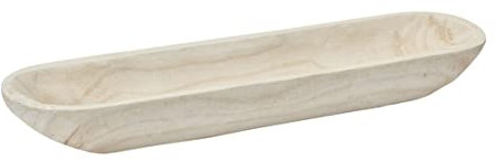 Creative Co-op Cuenco decorativo de madera de paulownia, bandeja blanca