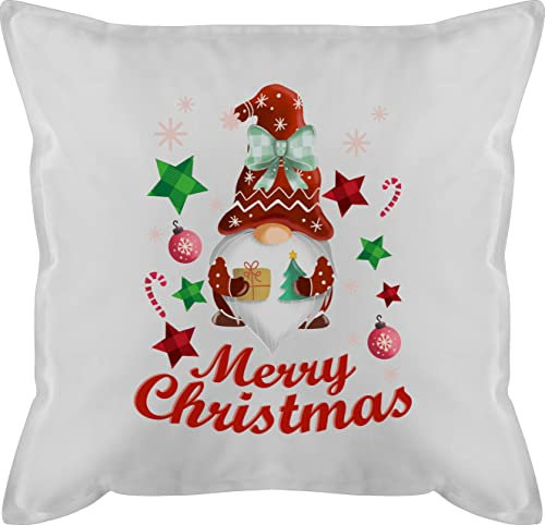 Shirtracer Kissen 50x50 - Weihnachtskissen Christmas Geschenke - Weihnachtlicher Wichtel - 50 x 50 cm - Weiß - weihnachtlich weihnachtliches Weihnachts Sachen zu Weihnachten weihnachs