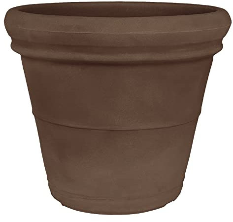 Decorspace Pot de fleurs rond en résine décoration extérieure « Made in Italy » (Bronze, 70 cm)