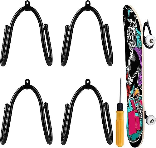 Aicharynic 4 Stück Skateboard Halterung, Skateboard-Wandhalterung, Longboard-Wandhalterung, Wandhalterung Haken Aufhänger Halter mit Schrauben zum Aufhängen für Skateboard Longboard Pennyboard