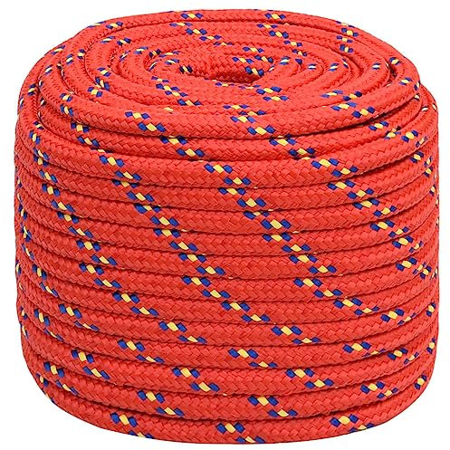 vidaXL Bootsseil Ankerleine Festmacher Tauwerk PP Leine Seil Tau Polypropylenseil Geflochten Flechtleine Rot 18mm 25m Polypropylen