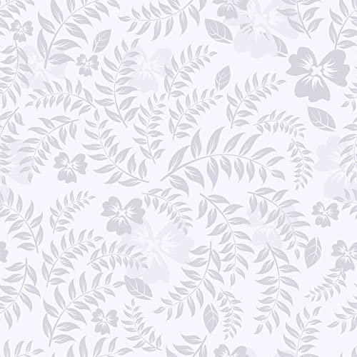 VEELIKE Tapete Blätter Weiß Blumentapete Vintage Schrankpapier Selbstklebende Tapete Blumen Fototapete Schlafzimmer Romantik Möbelfolie Muster Tapeten Wohnzimmer Küchen Wasserfest 44.5cm×300cm