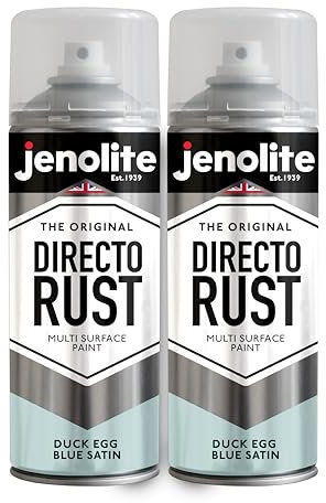 JENOLITE Directorust Peinture en aérosol finition satinée | OEUF DE CANARD BLEU | 2x400ml | Peinture antirouille pour métal | Peinture en aérosol multi-surfaces : métal, bois | RAL16C33