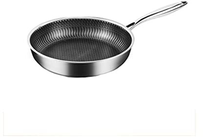 OQHAIR Pfanne Bratpfanne aus Edelstahl 304, Küchenutensilien, 28 cm, gebratenes Steak, Küchenutensilien, Kochtopf, doppelseitiges Waben-Küchengeschirr