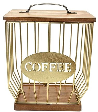 kowaku Porta cialde per caffè Tazza per Organizer per Tazze di stoccaggio di Grande capacità, con Coperchio Cestello per cialde di caffè in Ferro per Capsule, Stile a