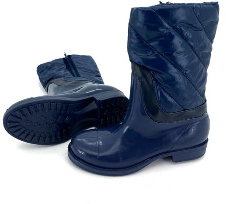 heimtexland Gummistiefel Hochschaft Daunen Stiefel gesteppt Damen Mädchen Trend Boots Wasserdicht Regenstiefel Typ880 blau 37