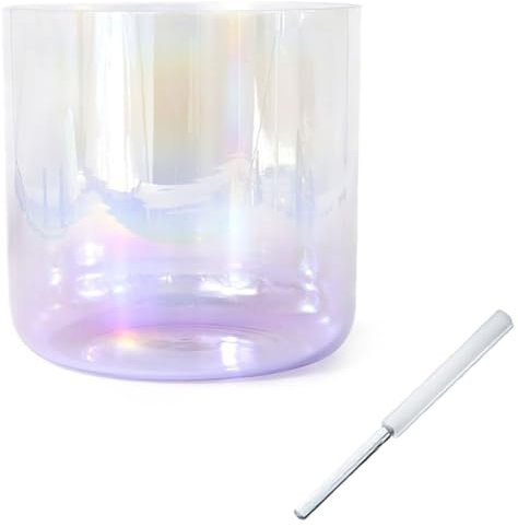 Bol chantant en cristal d'alchimie 432 Hz for le yoga, la méditation et la guérison sonore, bol de chakra à quartz avec percuteur en acrylique et joint torique gratuits, violet dégradé transparent ( C