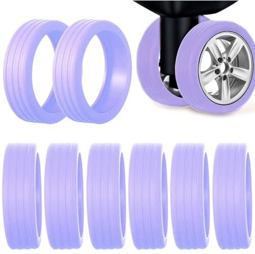 Kotkiddy 8 pezzi di protezione per rotelle, in silicone, per bagagli, per bagagli, valigia, colore viola