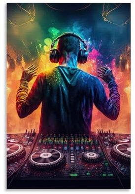 Póster de Dj de neón para pared, regalo para amigos, dormitorio, sala de estar, póster estético moderno, pintura decorativa, lienzo, póster de pared e impresión artística moderna de decoración