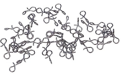 Yctze 50pcs Black Stainless Steel Fly Hook Lure, Quick Change Fishing Snaps for Trout, Tippet Rings, Mustad Fly, Fishing Link Clips, Micro Snaps, Angeln Quick Attach (M)