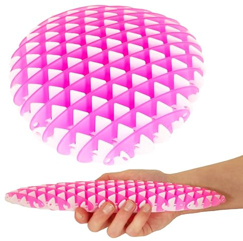 Toyland® 10 cm (4 ) Worm Fidget Toy - Design bicolore rosa e bianco - Giocattoli sensoriali