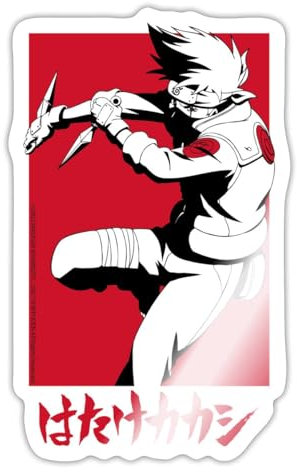Spreadshirt Naruto Shippuden Kakashi-Design Mit Schriftzeichen Sticker, max. 10 x 10 cm, 10 x 10 cm, Weiß glänzend