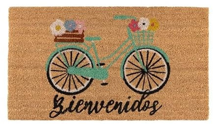 DAMDAM GO Felpudo Fibra de Coco 70x40cm Antideslizantes - Alfombras Originales para la Entrada a Casa, Pasillos, Puertas de Exterior -(Bicicleta)