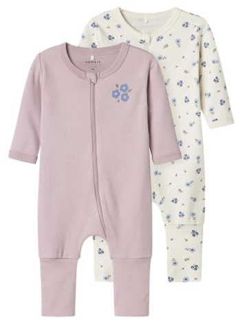Nbfnightsuit 2P Zip Ff Jet Flower Noos