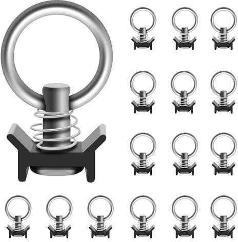 SALUINOKI 16 Stück L-Schienen-Einzelbolzen, runder O-Ring, schwarz, L-Schienen-Spanngurt-Zubehör für LKW-Bett, Anhänger, Ladungssteuerung, Pickup, Wohnmobil, ATV, Bruchlast 250 kg