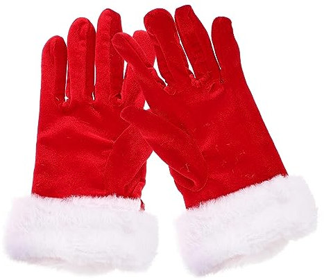 VALICLUD 1paar Kurze Weihnachtsmann-handschuhe Aus Rote Dekorative Damen-handschuhe Für Festliche Anlässe Elegante Winter-mitten Für Erwachsene Für Weihnachtsfeiern Und Paraden