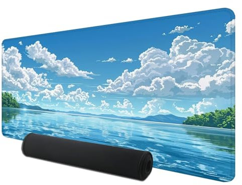 Mauspad, XXL Speed Gaming Mauspad 1200 x 600 x 3 mm, Sommer Mauspad Groß mit Genähten Kanten, Verlängertes Mouse Pad Wolke, Schreibtischunterlage, Rutschfeste Gummi Mauspad, Mauspad XXL Gaming, T-8