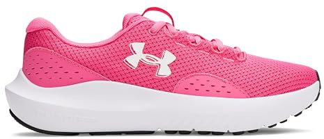 Under Armour Women's Charged Surge 4, Comfortable Women's Runners with Breathable Mesh Upper Design, Durable and Responsive Ladies' Trainers,Super Pink / Super Pink / White,6